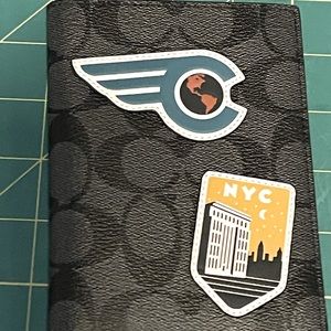 Coach Passport Case with travel patches